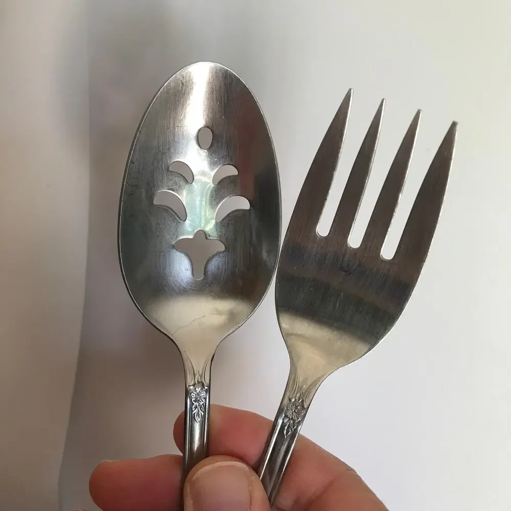Oneida / Rogers Fenway (Daydream) stainless 2-piece serving set spoon, meat fork